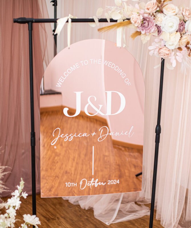 Rose Gold Dome Welcome Sign